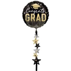 🆕 XL 67" Congrats Grad Stripes on Stripes Stars Foil Balloon by Airwalkers